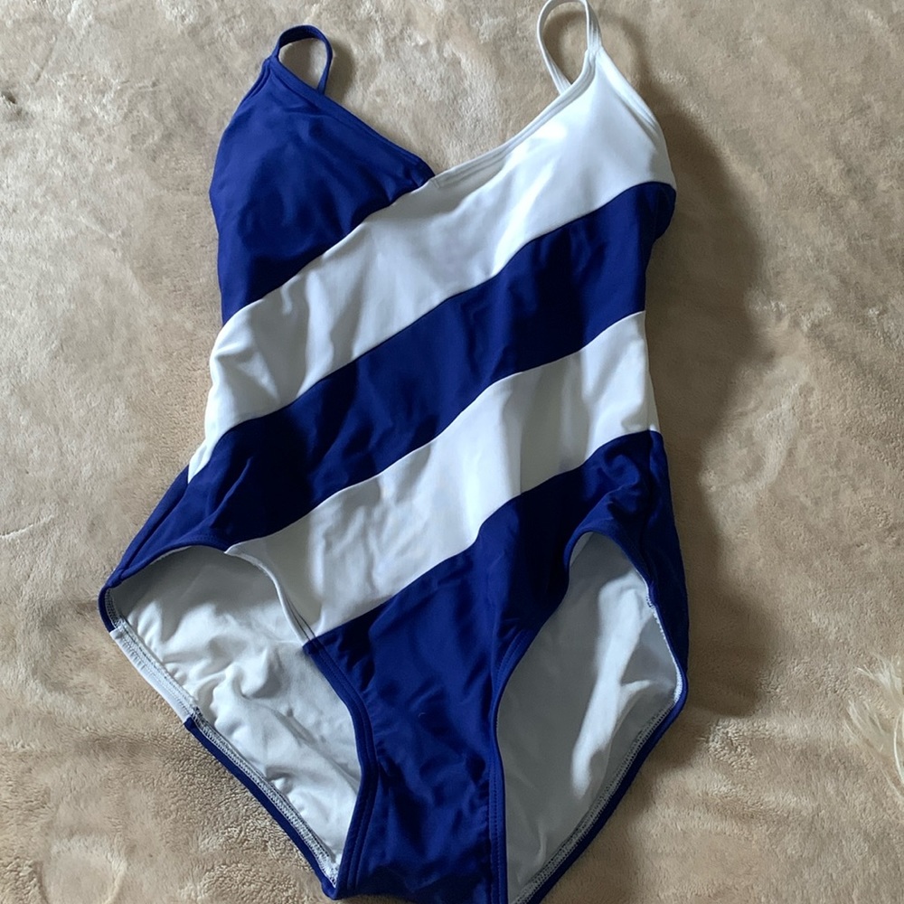 Michael Kors Blue and White One Piece Swimsuit